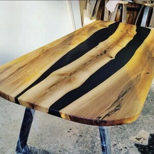 Epoxy dining Tabletop – Live Edge Wood Black Resin Table – Handmade Dining Table Top, Custom Epoxy river table – Office Table, epoxy table
