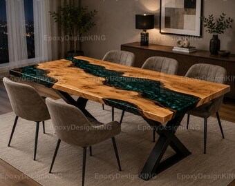 Emerald Green Epoxy River Dining Table Green Epoxy River Table Luxury Emerald River Dining Table Rectangle Epoxy River Dining Table