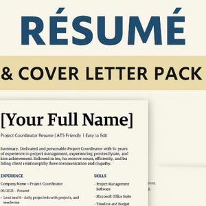 Remote Job Resume Template + Cover Letter | Digital Download | Google Docs & Word | ATS Friendly | Instant Download -SALE -