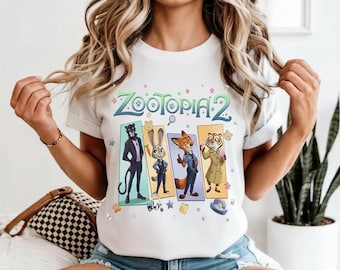 Disney Zootopia 2 Nick & Judy Shirts ,Zootopia 2 Shirt,Fox and Bunny Couple Sweatshirt, Disney Cartoon Movie Tee,Matching Animal Lover Shirt