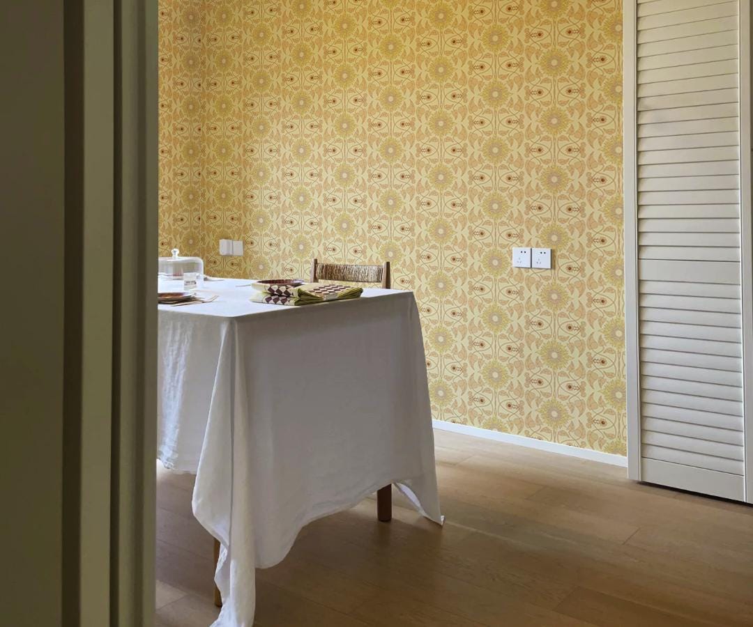 SUN-ENDLESS Wallpapers, Classic Wallpaper, Floral Wallpaper, TRIEUBAOMARC Wallcovering, Floral Wall Art, Canvas wallpaper, Home Dec