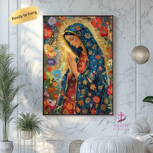 Virgin Mary Canvas Art: Catholic Home Decor, Marian Print