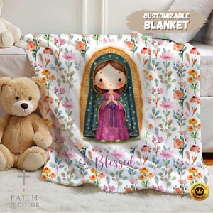 Cobertor personalizado de Nossa Senhora de Guadalupe: presente católico, lã ou sherpa