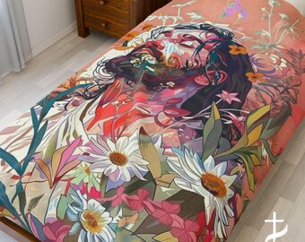 Manta de forro polar cristiana: diseño religioso de Jesús, regalo inspirador