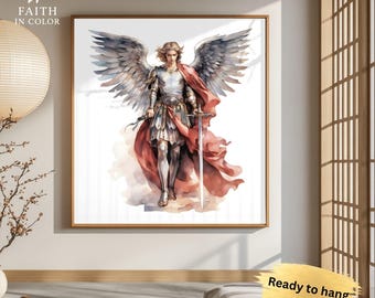 St. Michael Archangel Canvas Art: Religious Home Protection Decor