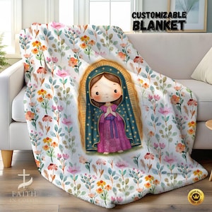 Cobertor personalizado de Nossa Senhora de Guadalupe: presente católico, lã ou sherpa