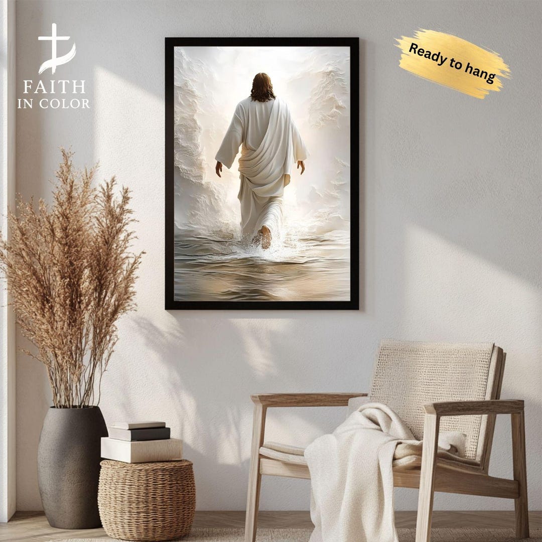 Jesus Canvas Wall Art | Walking on Water Christian Decor ...