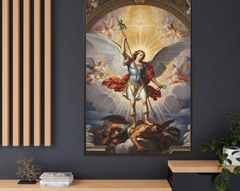 Saint Michael Archangel Canvas: Catholic Home Decor, Guardian Angel Art