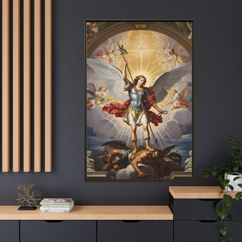 Saint Michael Archangel Canvas: Catholic Home Decor, Guardian Angel Art ...