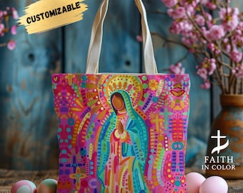 Jungfrun av Guadalupe-tygväska: Färgglad religiös kanvas