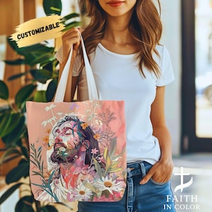 Jesus Christ Art Tote Bag: Religious Canvas Christian Gift