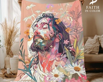 Manta de forro polar cristiana: diseño religioso de Jesús, regalo inspirador