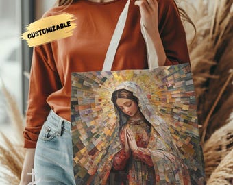 Virgin Mary Art Tote Bag: Catholic Canvas Bag, Faith-Based Gift