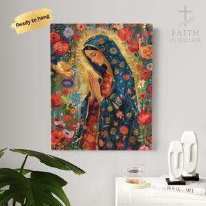 Virgin Mary Canvas Art: Catholic Home Decor, Blessed Mother Print