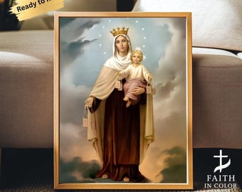 Lienzo impreso de Nuestra Señora del Monte Carmelo / Arte mural católico
