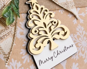 Instant Digital Download-Hand drawn filigree layered tree ornament/gift tag, laser cut engrave svg file, Glowforge svg file, laser svg file