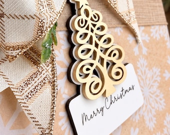 Instant Digital Download-Hand drawn filigree layered tree ornament/gift tag, laser cut engrave svg file, Glowforge svg file, laser svg file