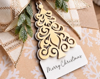 Instant Digital Download-Hand drawn filigree layered tree ornament/gift tag, laser cut engrave svg file, Glowforge svg file, laser svg file