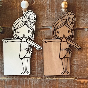 Instant digital download - Cute dancer, ballet girl svg ornament file for Glowforge, lasers, personalized dancer ornament, laser ready file
