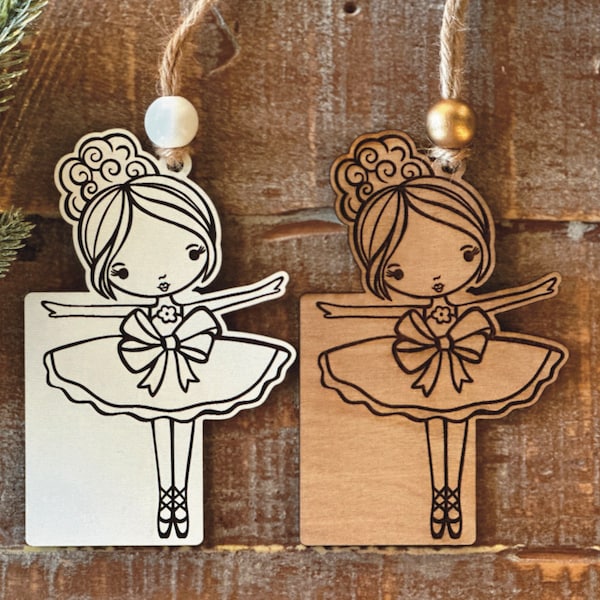 Instant digital download - Cute dancer, ballet girl svg ornament file for Glowforge, lasers, personalized dancer ornament, laser ready file