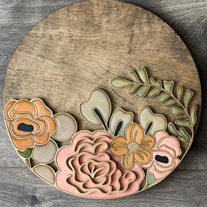 Instant digital download- Beautiful floral SVG file for round signs - laser tested and ready, perfect Glowforge file!