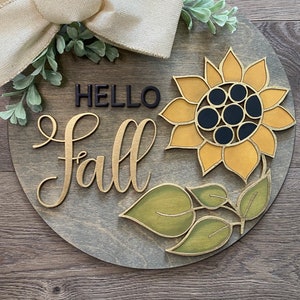 Instant digital download - Whimsical Sunflower fall svg file for door hangers, wood signs, perfect for Glowforge and laser cutters