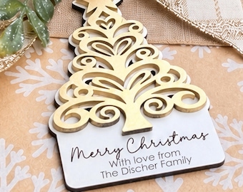 Instant Digital Download-Hand drawn filigree layered tree ornament/gift tag, laser cut engrave svg file, Glowforge svg file, laser svg file