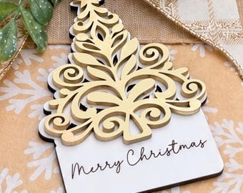 Instant Digital Download-Hand drawn filigree layered tree ornament/gift tag, laser cut engrave svg file, Glowforge svg file, laser svg file