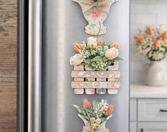 Digital Download - Bundle of three laser cut vase/fence box magnet files, add your own greenery or dried flowers, Glowforge svg file
