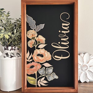 Instant Digital Download - Tall floral laser ready svg file, perfect for Glowforge, laser machines, cut or engrave svg, floral sign svg