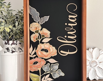 Descarga digital instantánea: archivo svg floral alto listo para láser, perfecto para Glowforge, máquinas láser, svg cortado o grabado, svg de letrero floral