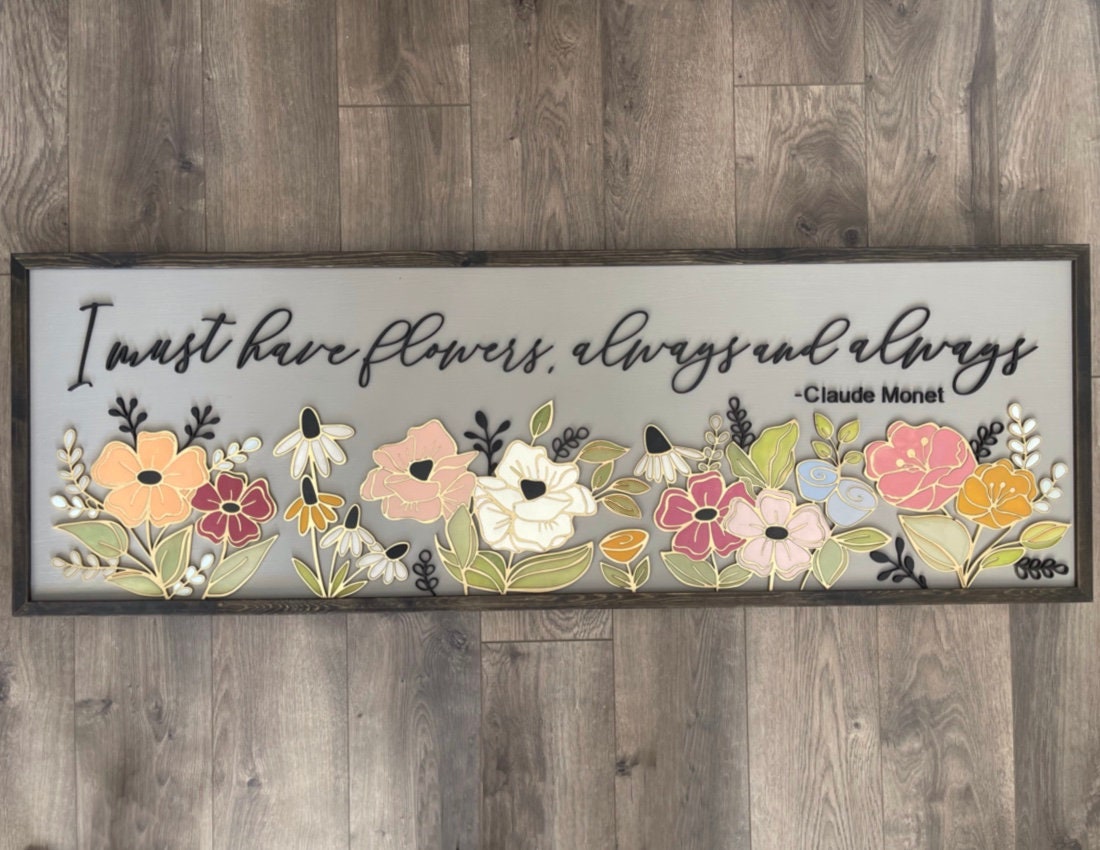 Instant digital download - Large floral sign svg cut file, individual…
