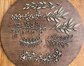 Instant digital download- Eight greenery leaf flourish svg files, perfect for Glowforge, laser engravers, Cricut and Silhouette machines!