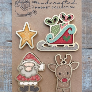 Instant digital download - Santa sleigh Christmas themed magnet set SVG file, laser ready file, Glowforge svg file, laser svg,laser svg file