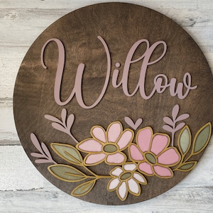 Instant digital download- Beautiful floral SVG file, door hanger, nursery sign svg - laser ready for Glowforge and laser machines