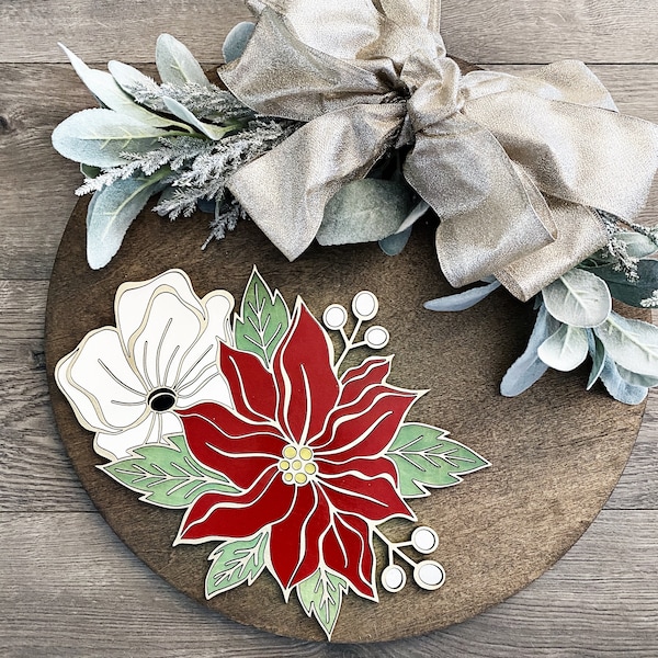 Instant digital download- Poinsettia Christmas floral svg file, perfect for Glowforge, laser engravers, Cricut and Silhouette machines!