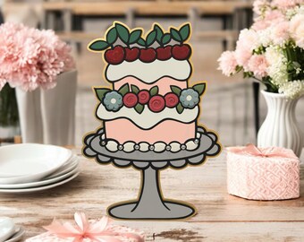 Instant Digital Download - Standing Cake Laser SVG File, Glowforge, laser cut file, Glowforge   laser svg file, birthday svg, Glowforge file