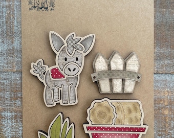 Instant digital download - Donkey themed magnet collection svg file, Glowforge file, laser cut file, Glowforge Aura, Glowforge ready file