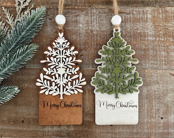 Instant digital download - Layered tree ornament svg file, for laser use, Glowforge, customizable Christmas ornament svg file, laser file