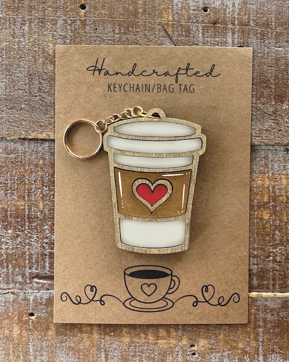 Instant digital download - Coffee themed Bag Tag/Keychain svg file, laser ready file, Glowforge SVG file, Glowforge cut file, coffee svg