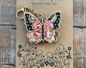 Instant digital download - Butterfly Bag Tag/Keychain svg file, laser ready file, Glowforge SVG file, Glowforge cut file, butterfly svg