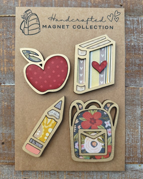 Instant digital download - School themed magnet set, Glowforge ready, laser ready svg file, magnet svg, school magnets, Glowforge