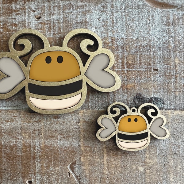 Instant digital download - Bee Magnet and Keychain svg file, laser ready file, Glowforge file, Glowforge, Glowforge Aura, laser svg