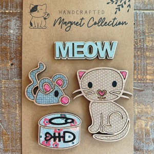 Téléchargement numérique instantané - fichier SVG de la collection d'aimants de chat mignon, fichier prêt pour le laser, Glowforge, svg laser, ensemble d'aimants, svg chat
