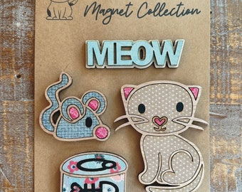 Instant digital download - Cute Cat Magnet Collection SVG file, laser ready file, Glowforge, laser svg, magnet set, cat svg