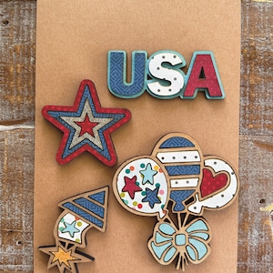 Téléchargement numérique instantané - fichier SVG Patriotic USA Magnet Collection, fichier prêt pour le laser, Glowforge, svg laser, ensemble d'aimants, svg des Etats-Unis