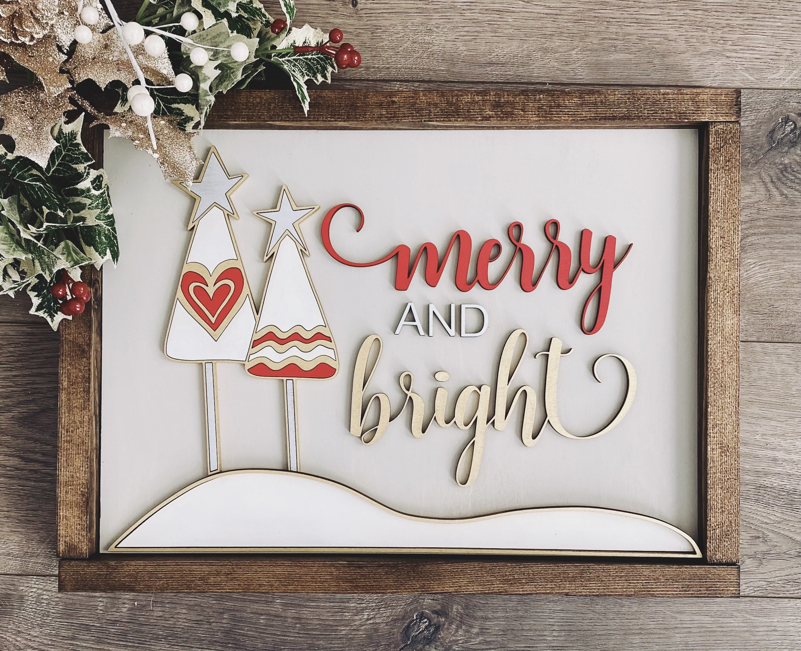 Instant digital download - Whimsical Christmas Holiday Trees Merry & …