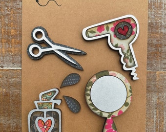 Sofortiger digitaler Download - Beauty Hair Stylist Salon Themen Magnet Set, Glowforge bereit, Laser bereit svg Datei, Glowforge Datei