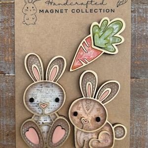 Téléchargement numérique instantané - ensemble d'aimants sur le thème de lapin, prêt pour Glowforge, fichier svg prêt pour le laser, aimant svg, aimants lapin, lapin svg