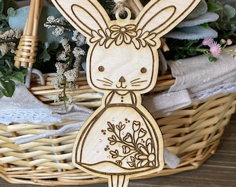 Instant digital download - Four Whimsical Bunny Easter Basket Tags svg files - perfect for Glowforge and Laser machines, cut and engrave